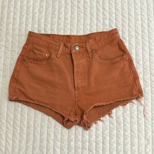 Rust Levi’s 501 high rise cut off shorts 29